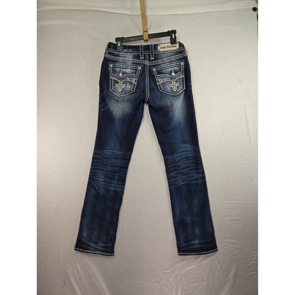 Rock Revival Berry Straight Leg Low Rise Stretch Jeans Womens Size 29 Bling Glam - Picture 8 of 10